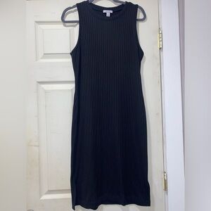 Black Ribbed Midi Dress